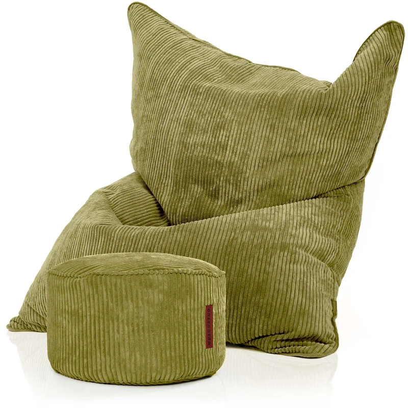 Cordoba Sitzsack in Cord-Optik mit Sitzhocker