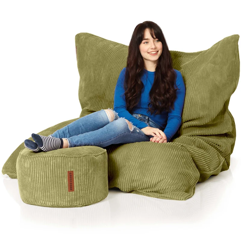 Cordoba Sitzsack in Cord-Optik mit Sitzhocker