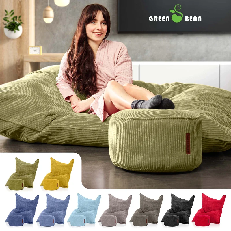 Cordoba Sitzsack in Cord-Optik mit Sitzhocker