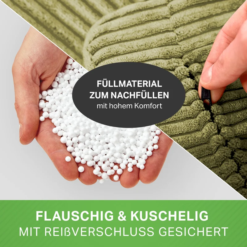 Cordoba Sitzsack in Cord-Optik mit Sitzhocker