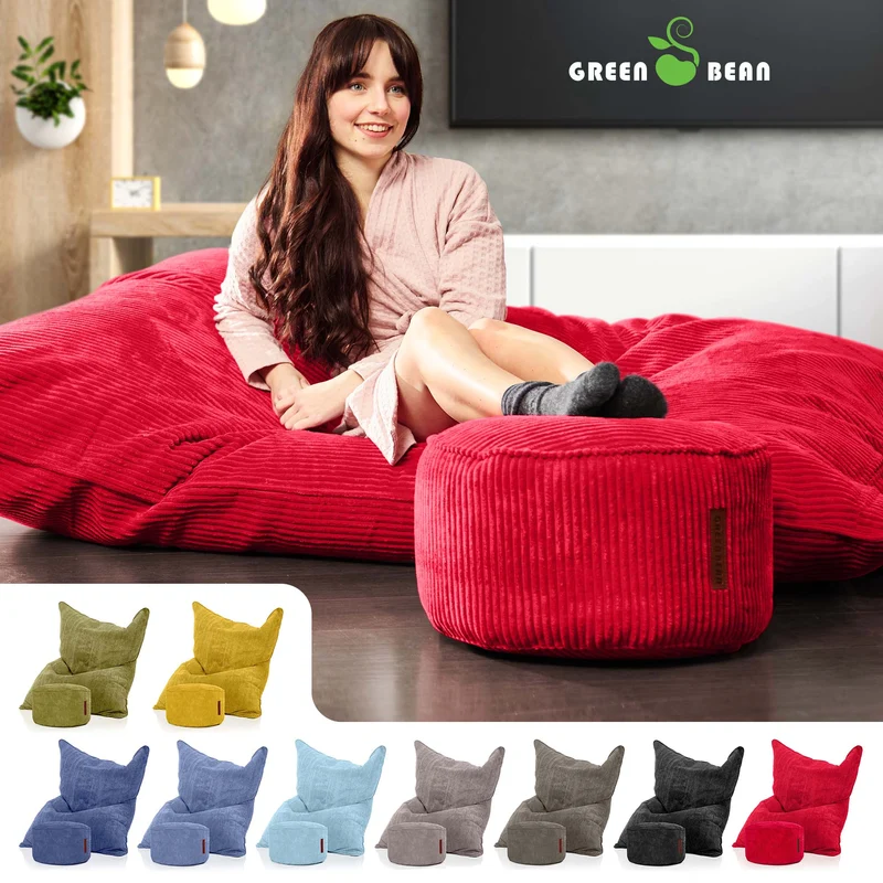 Cordoba Sitzsack in Cord-Optik mit Sitzhocker