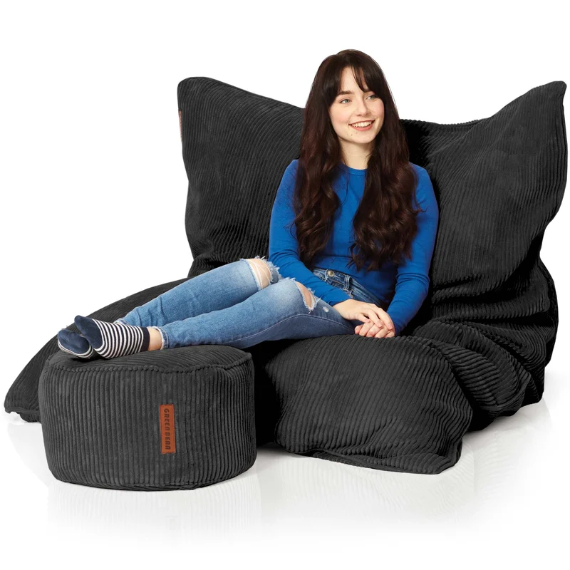 Cordoba Sitzsack in Cord-Optik mit Sitzhocker