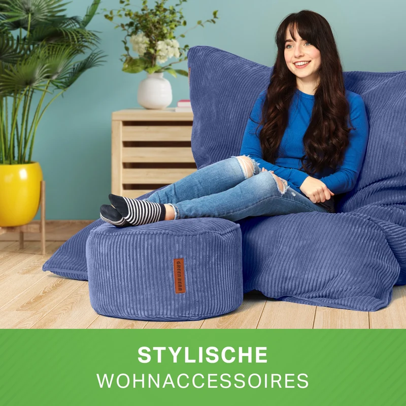 Cordoba Sitzsack in Cord-Optik mit Sitzhocker