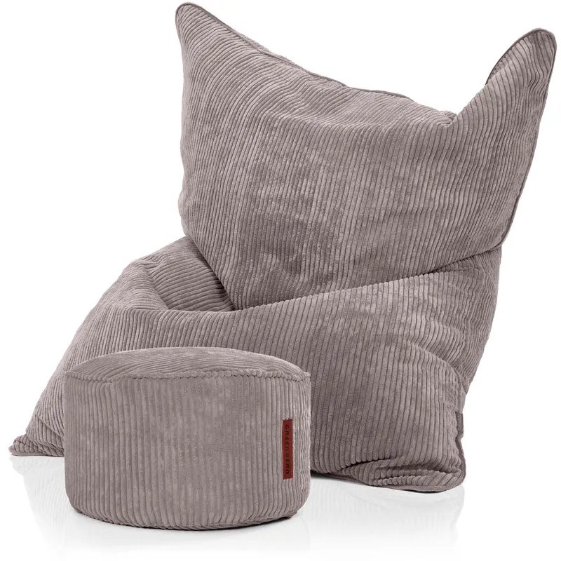 Cordoba Sitzsack in Cord-Optik mit Sitzhocker
