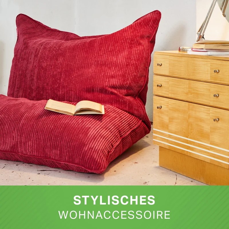 Cordoba Sitzsack in Cord-Optik mit Sitzhocker