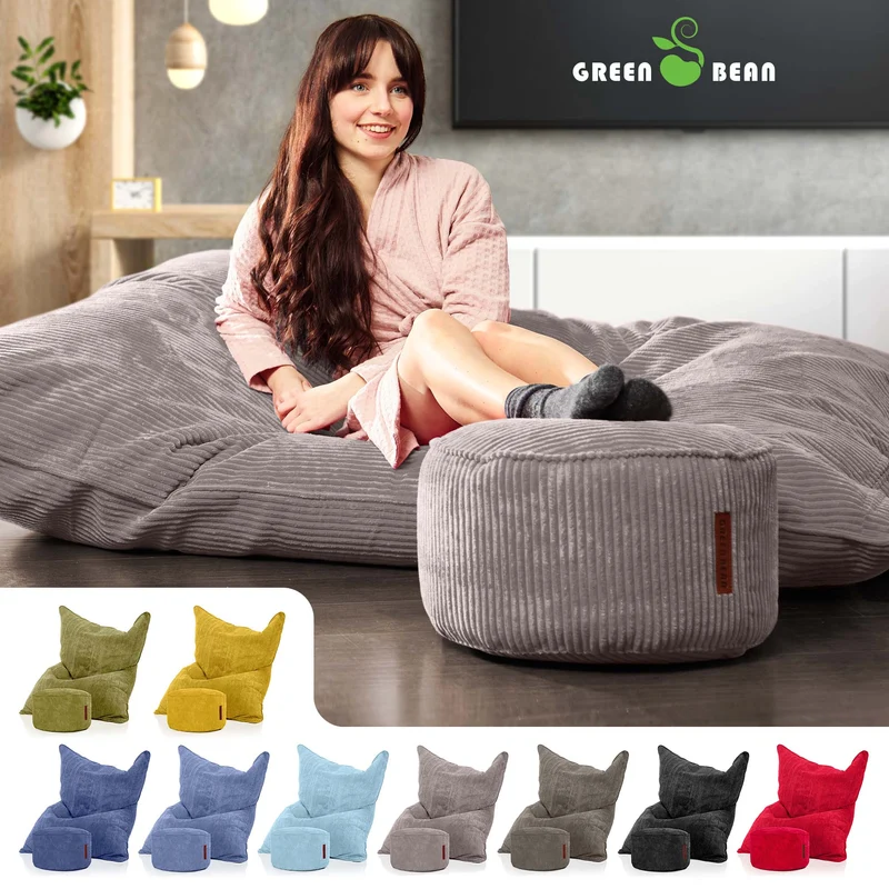 Cordoba Sitzsack in Cord-Optik mit Sitzhocker