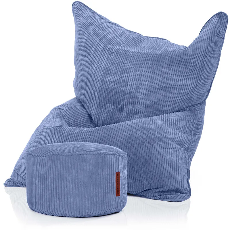 Cordoba Sitzsack in Cord-Optik mit Sitzhocker