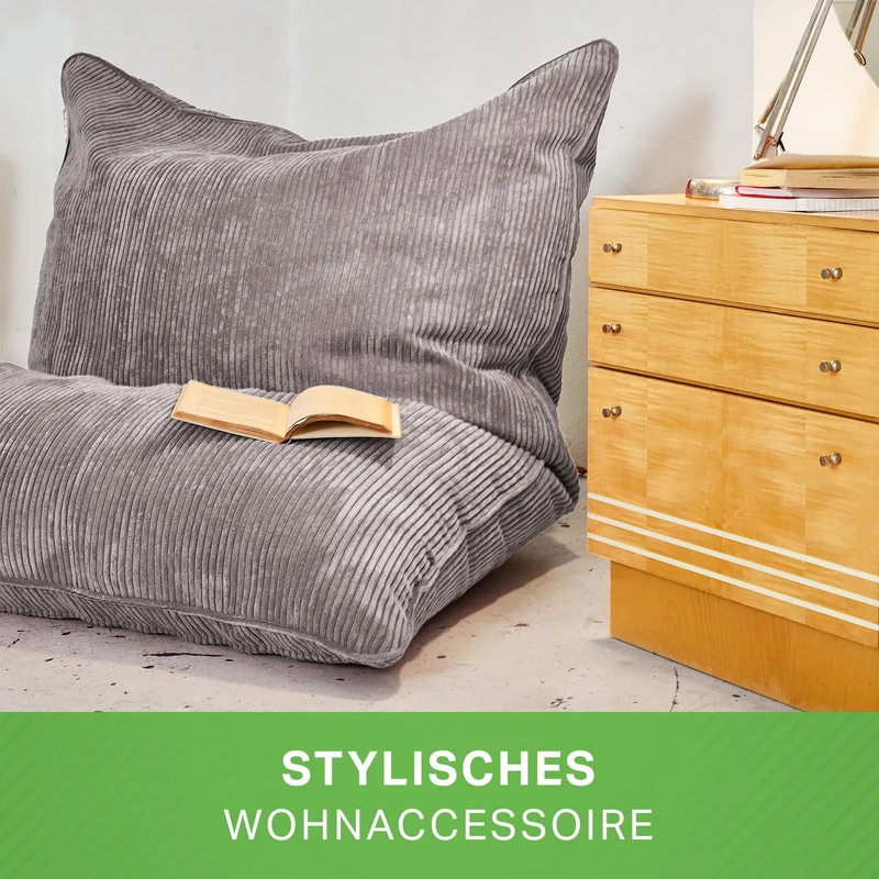 Cordoba Sitzsack in Cord-Optik mit Sitzhocker