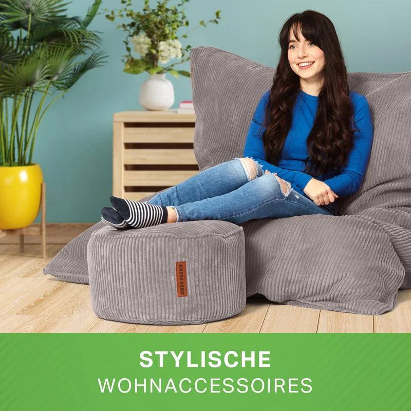 Cordoba Sitzsack in Cord-Optik mit Sitzhocker