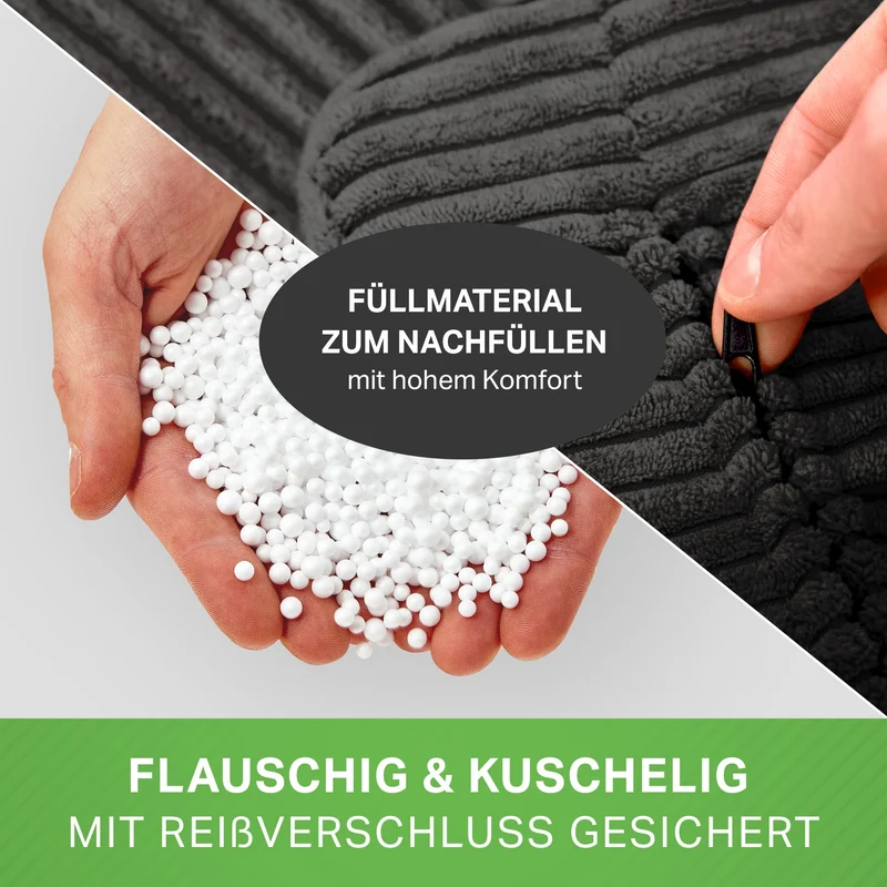 Cordoba Sitzsack in Cord-Optik mit Sitzhocker
