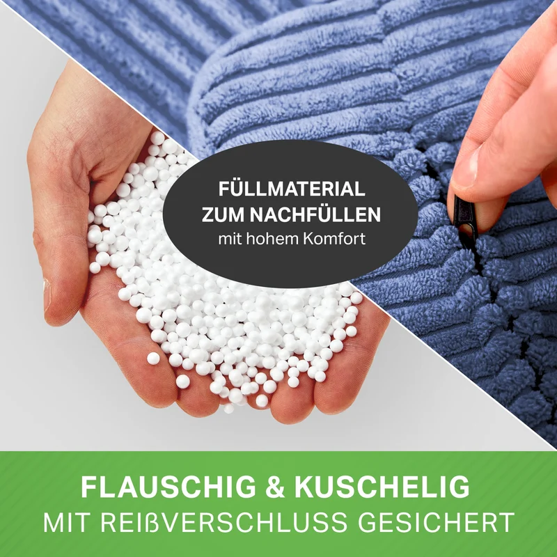Cordoba Sitzsack in Cord-Optik mit Sitzhocker