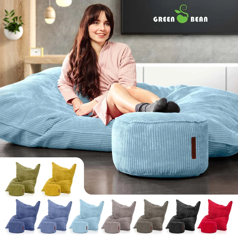 Cordoba Sitzsack in Cord-Optik mit Sitzhocker