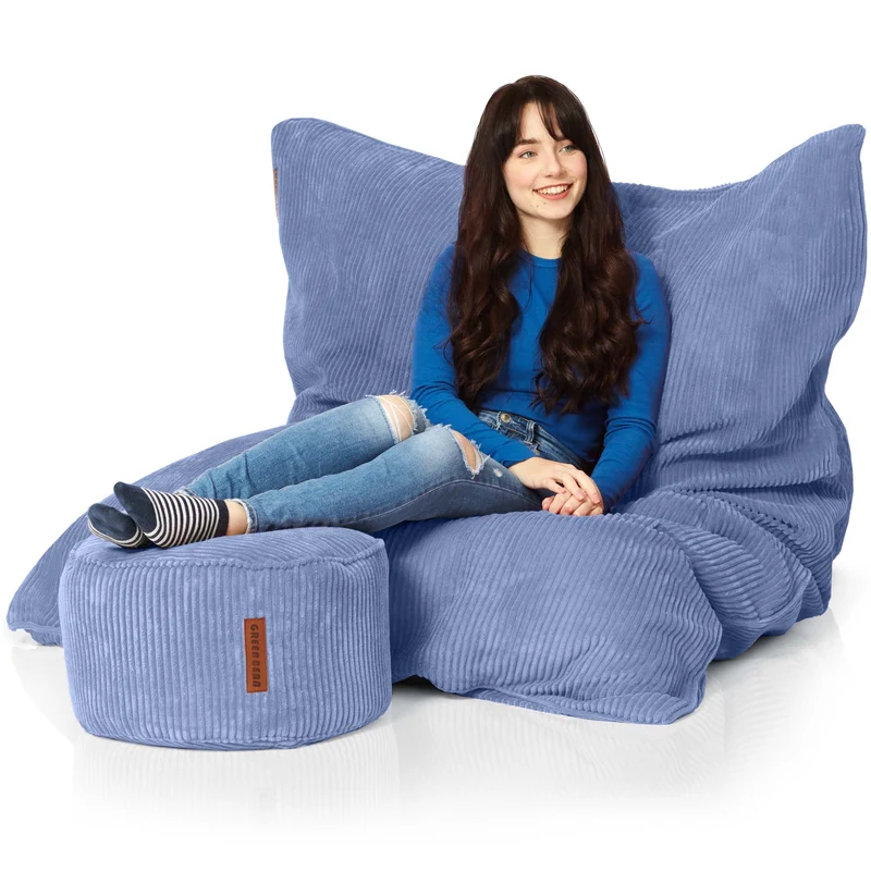 Cordoba Sitzsack in Cord-Optik mit Sitzhocker
