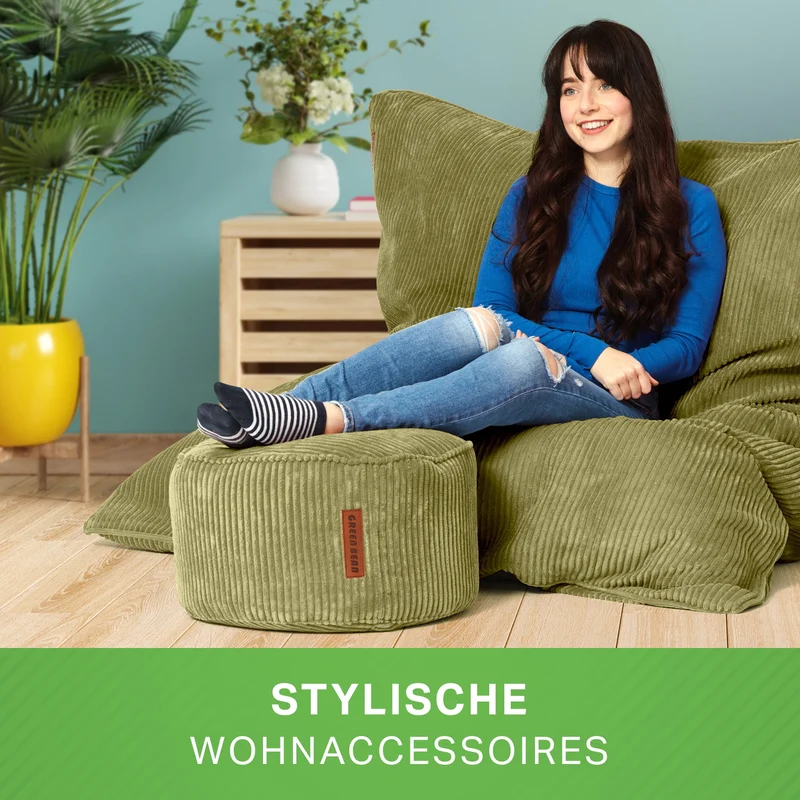 Cordoba Sitzsack in Cord-Optik mit Sitzhocker