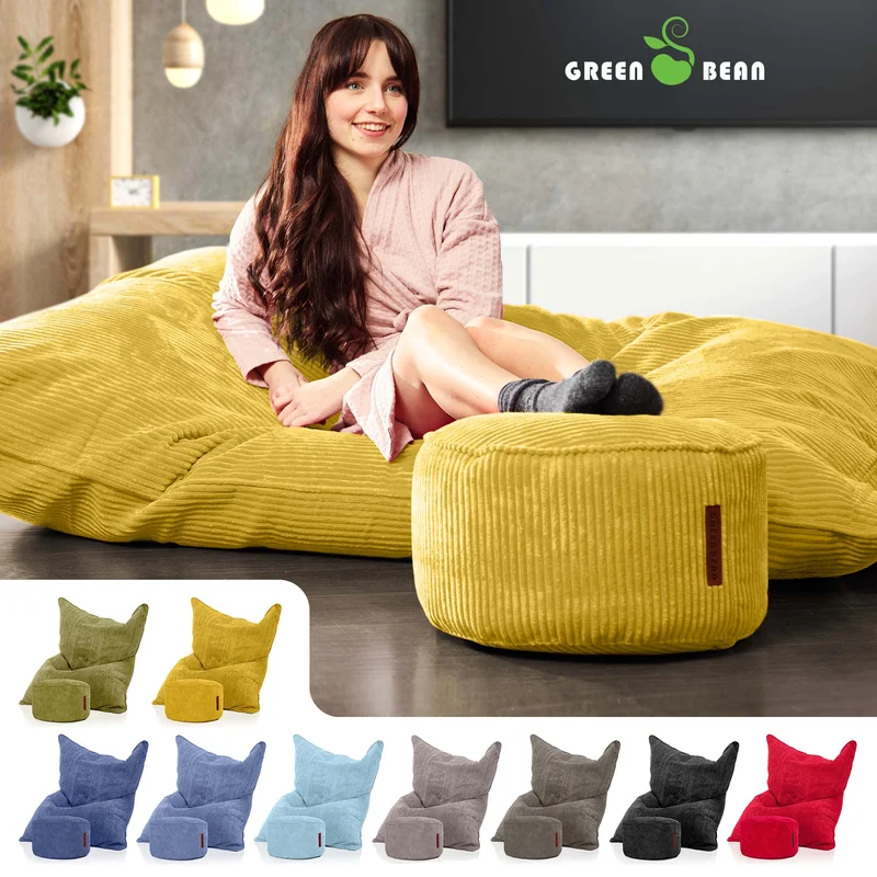 Cordoba Sitzsack in Cord-Optik mit Sitzhocker