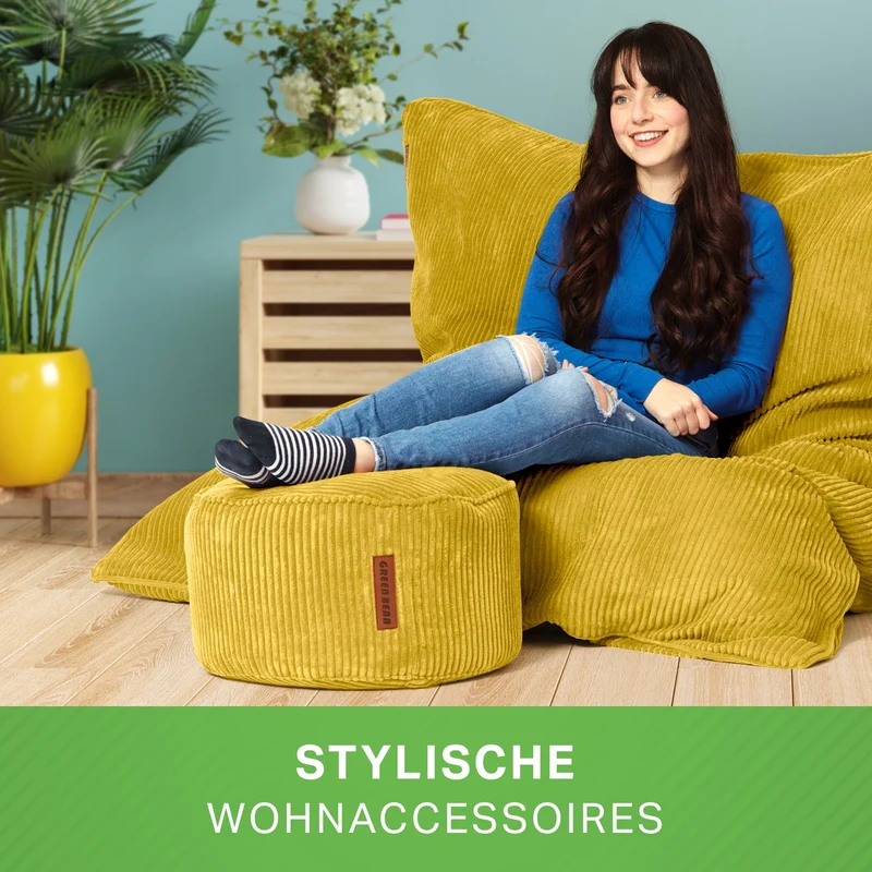 Cordoba Sitzsack in Cord-Optik mit Sitzhocker