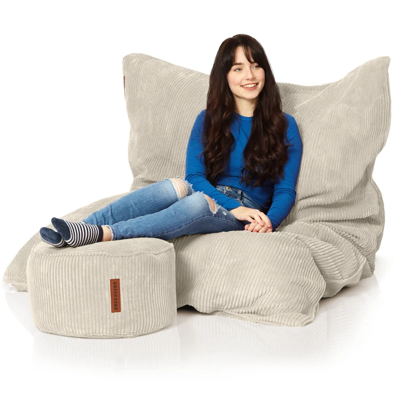 Cordoba Sitzsack in Cord-Optik mit Sitzhocker