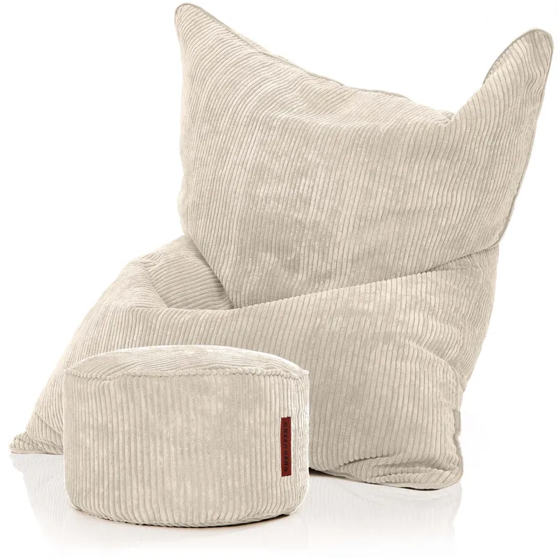 Cordoba Sitzsack in Cord-Optik mit Sitzhocker