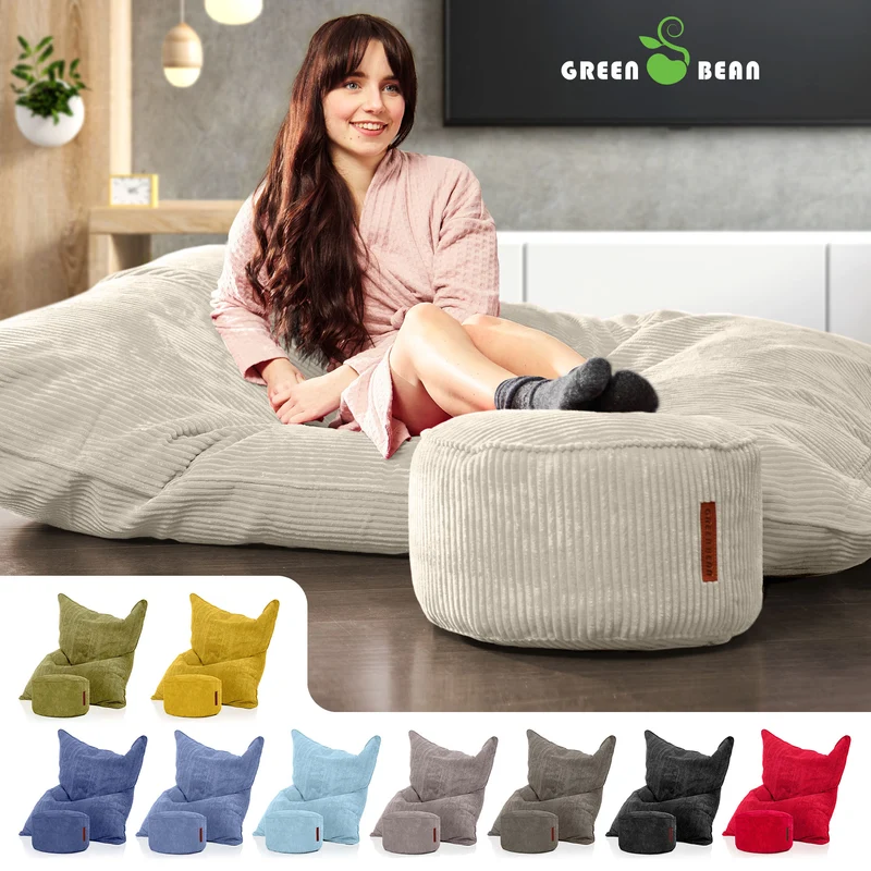 Cordoba Sitzsack in Cord-Optik mit Sitzhocker