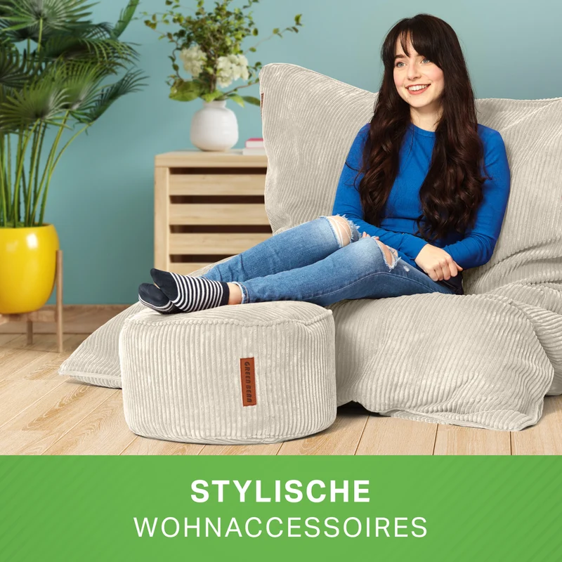 Cordoba Sitzsack in Cord-Optik mit Sitzhocker