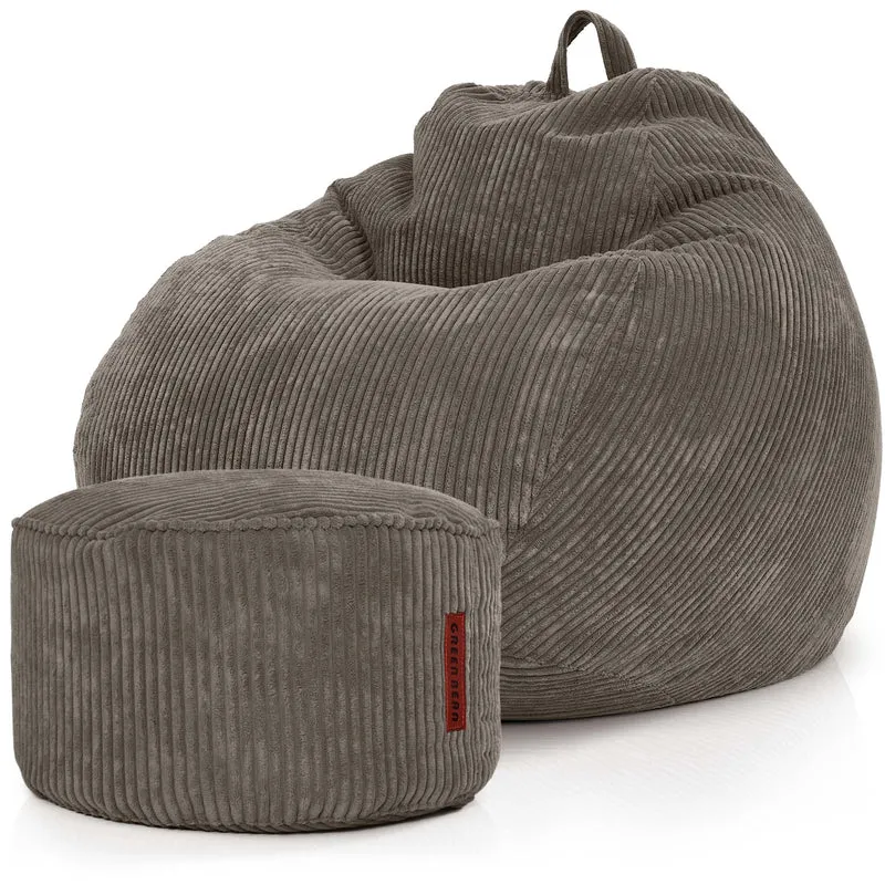 Scoop Sitzsack in Cord-Optik mit Sitzhocker