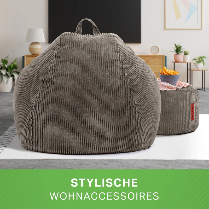 Scoop Sitzsack in Cord-Optik mit Sitzhocker