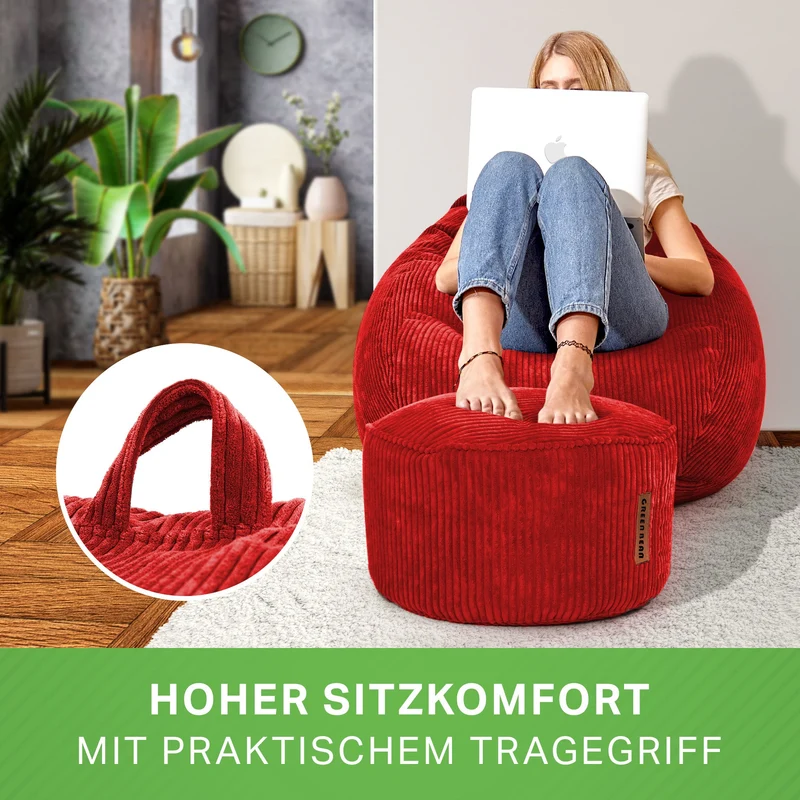 Scoop Sitzsack in Cord-Optik mit Sitzhocker