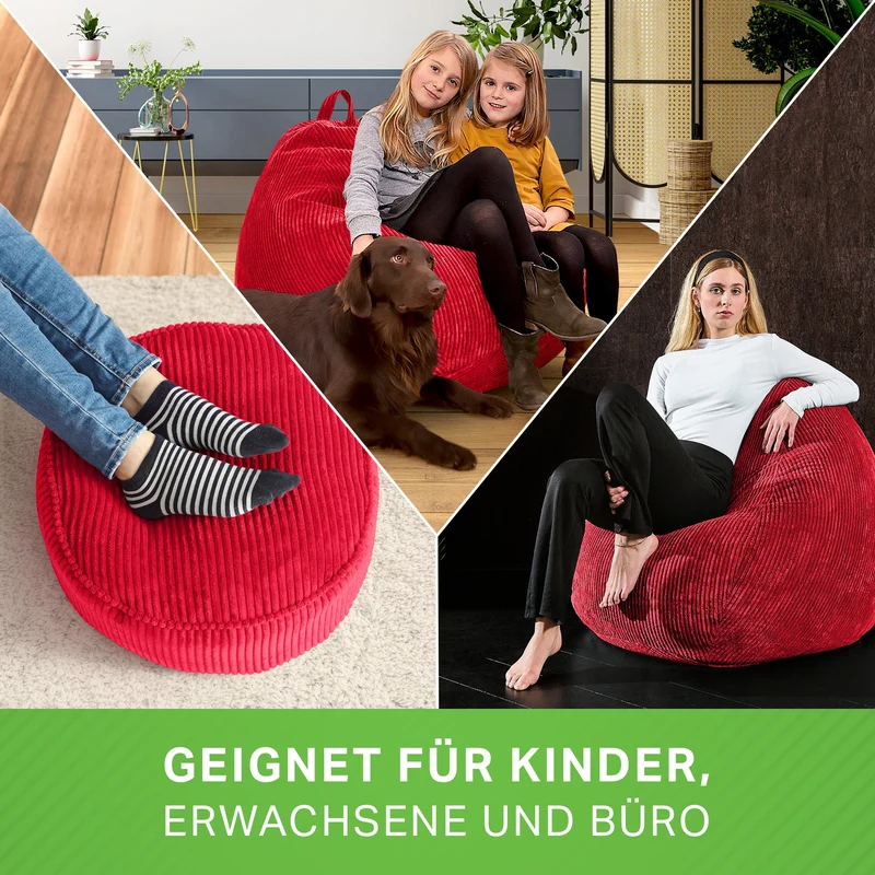Scoop Sitzsack in Cord-Optik mit Sitzhocker