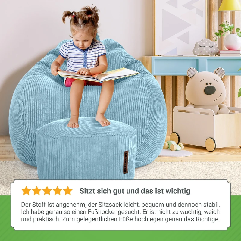 Scoop Sitzsack in Cord-Optik mit Sitzhocker