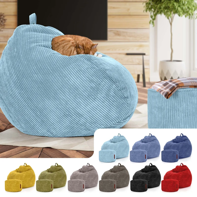 Scoop Sitzsack in Cord-Optik mit Sitzhocker