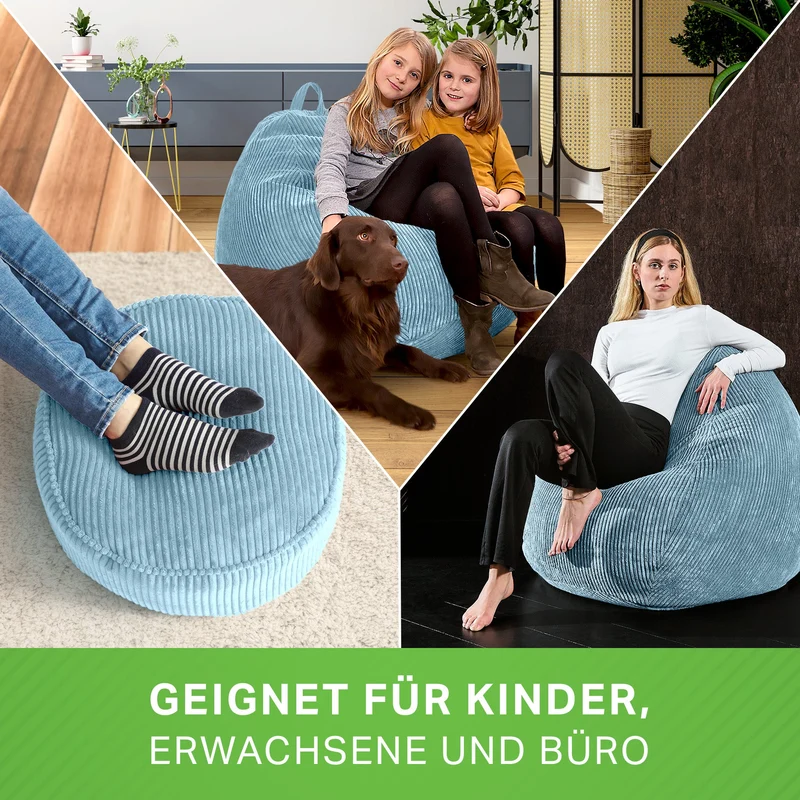 Scoop Sitzsack in Cord-Optik mit Sitzhocker