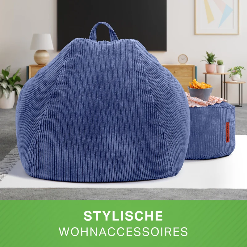 Scoop Sitzsack in Cord-Optik mit Sitzhocker