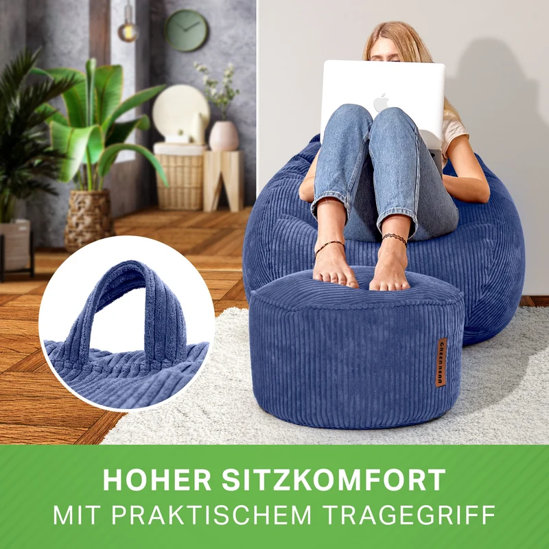 Scoop Sitzsack in Cord-Optik mit Sitzhocker