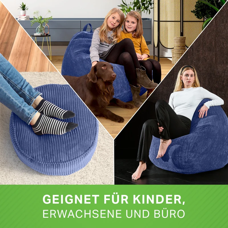 Scoop Sitzsack in Cord-Optik mit Sitzhocker