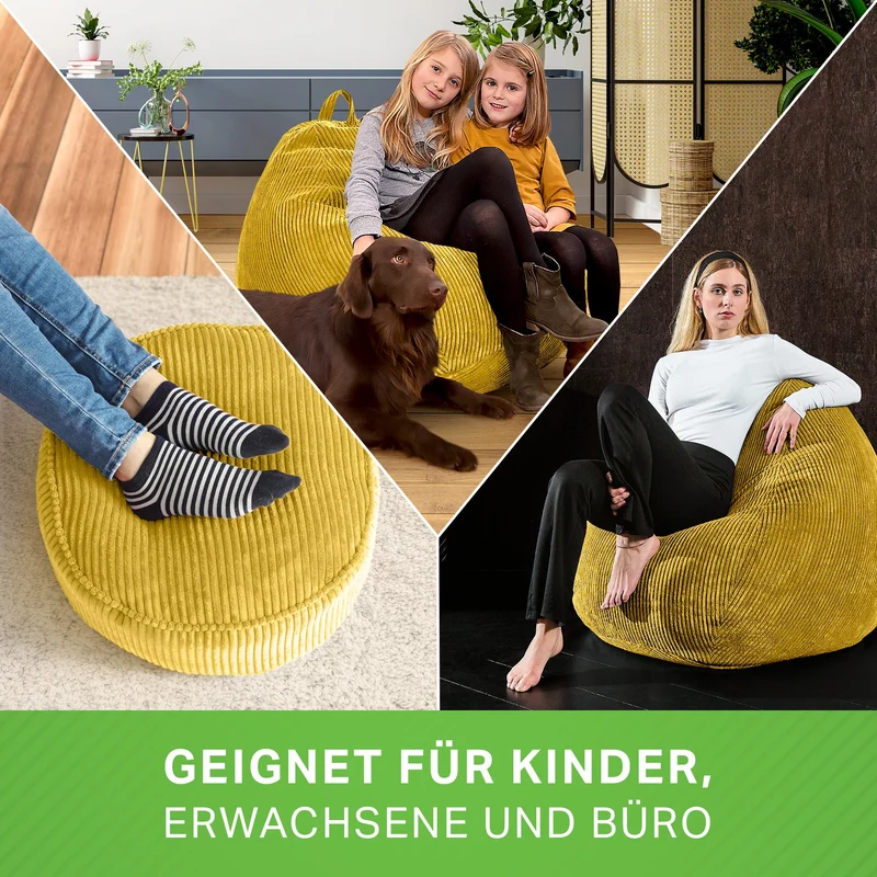 Scoop Sitzsack in Cord-Optik mit Sitzhocker