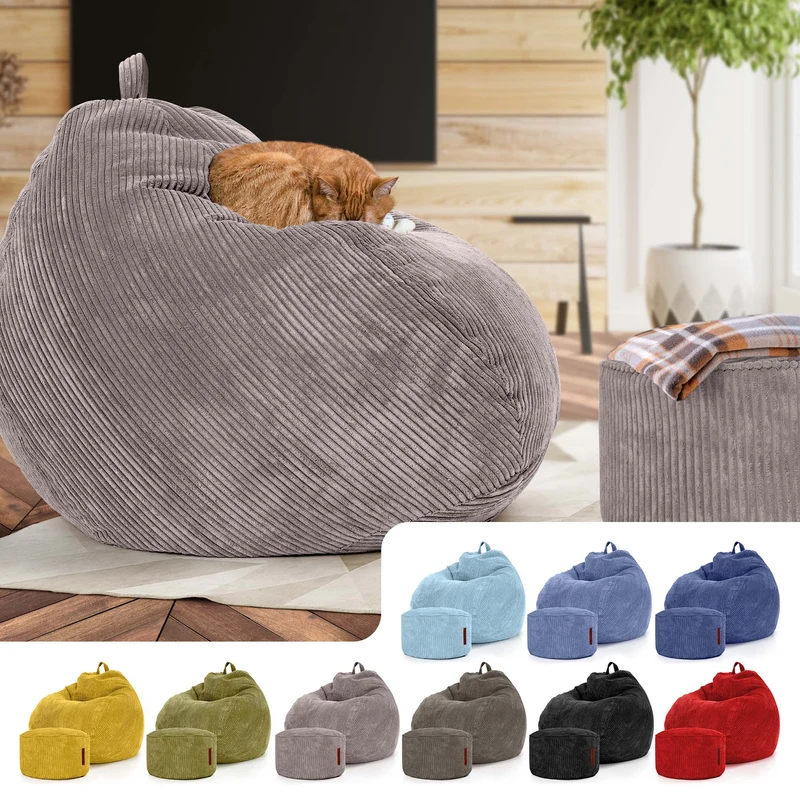 Scoop Sitzsack in Cord-Optik mit Sitzhocker