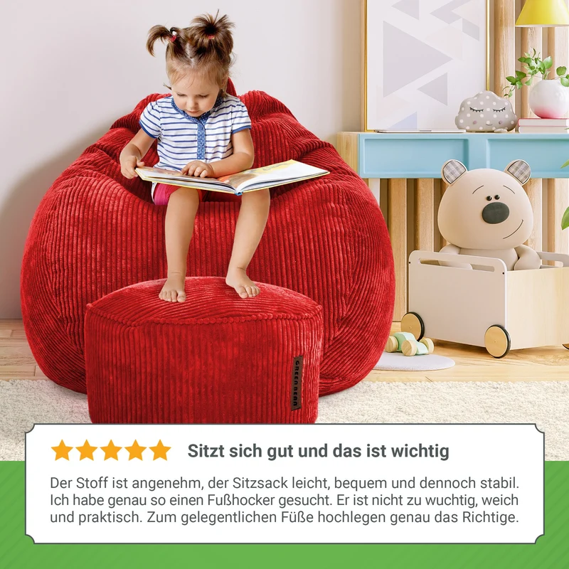 Scoop Sitzsack in Cord-Optik mit Sitzhocker