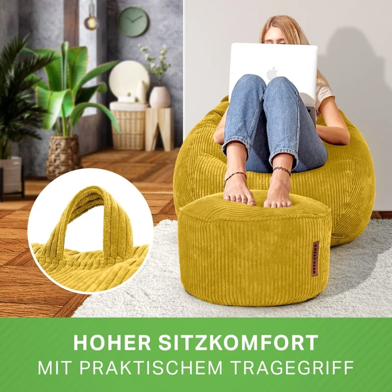 Scoop Sitzsack in Cord-Optik mit Sitzhocker
