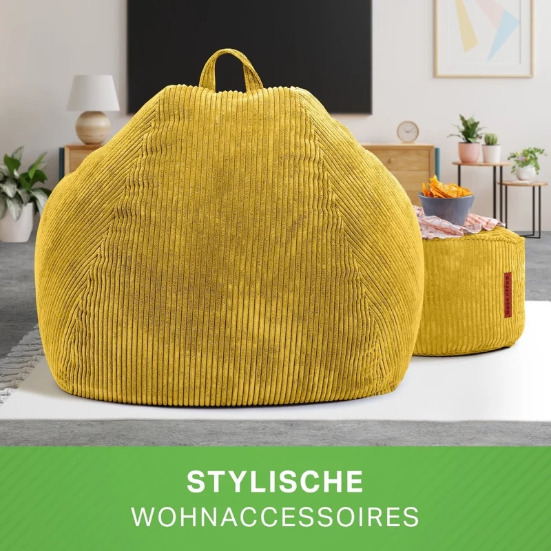 Scoop Sitzsack in Cord-Optik mit Sitzhocker