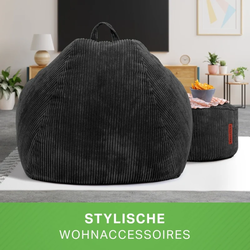 Scoop Sitzsack in Cord-Optik mit Sitzhocker