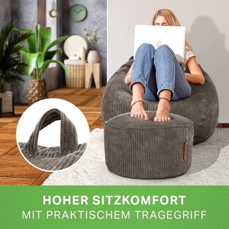 Scoop Sitzsack in Cord-Optik mit Sitzhocker