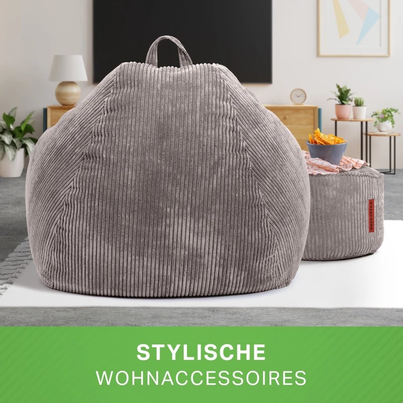 Scoop Sitzsack in Cord-Optik mit Sitzhocker