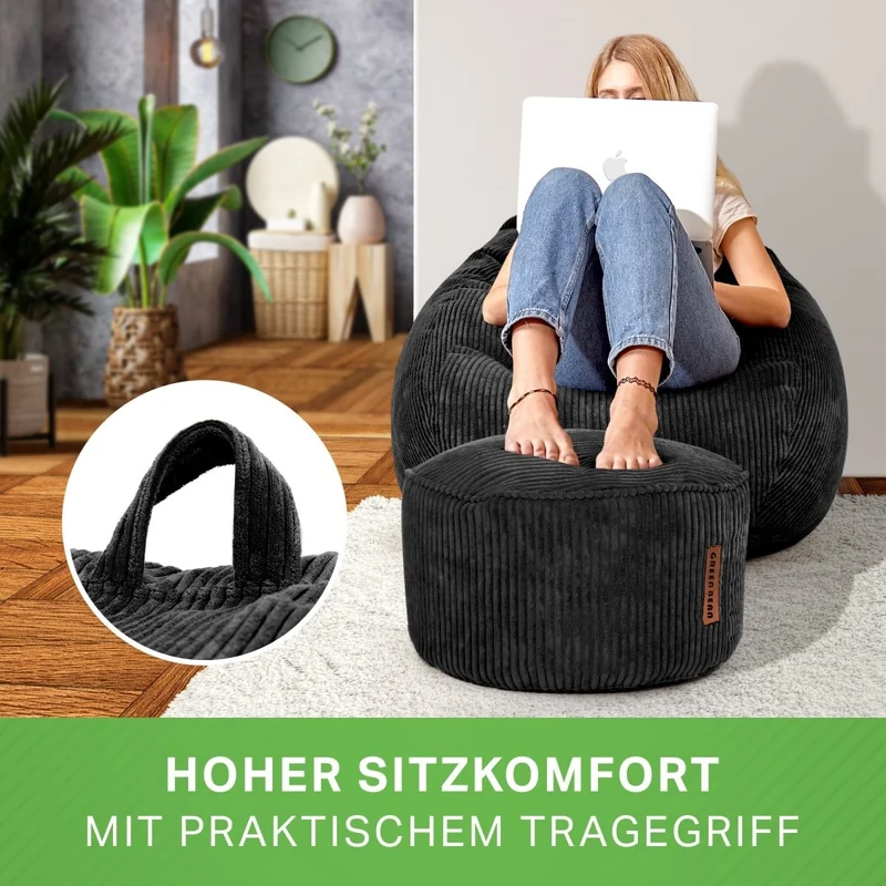 Scoop Sitzsack in Cord-Optik mit Sitzhocker