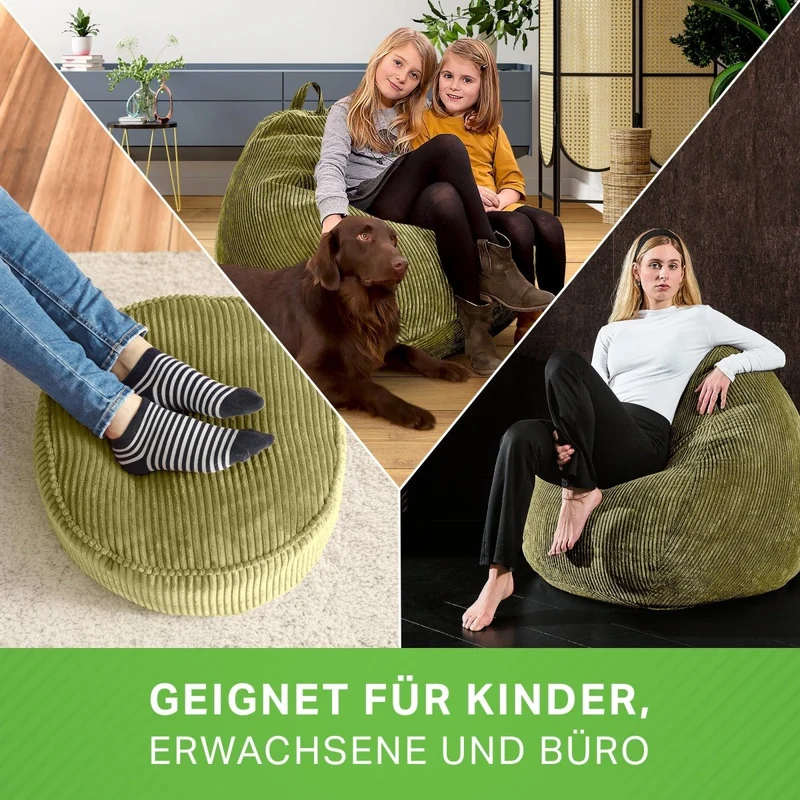 Scoop Sitzsack in Cord-Optik mit Sitzhocker