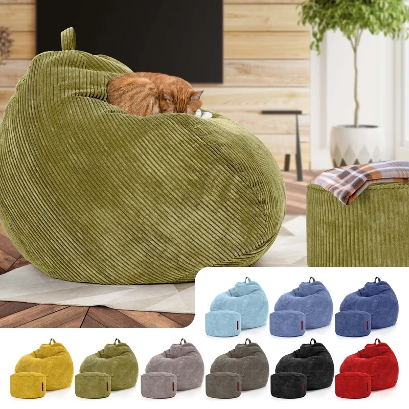 Scoop Sitzsack in Cord-Optik mit Sitzhocker