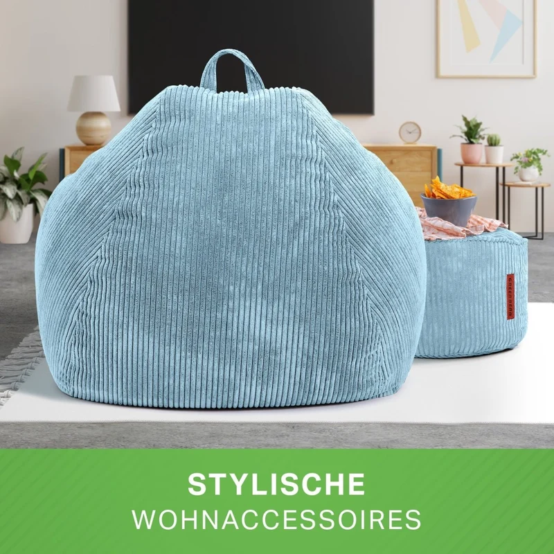 Scoop Sitzsack in Cord-Optik mit Sitzhocker