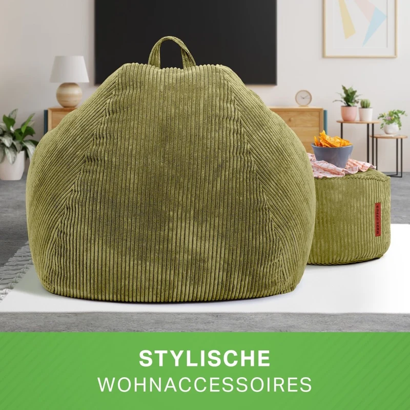 Scoop Sitzsack in Cord-Optik mit Sitzhocker