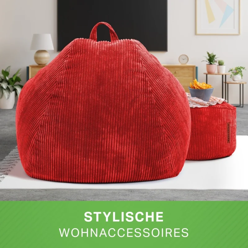 Scoop Sitzsack in Cord-Optik mit Sitzhocker