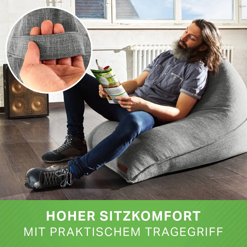 Triangel Sitzsack in Leinen-Optik