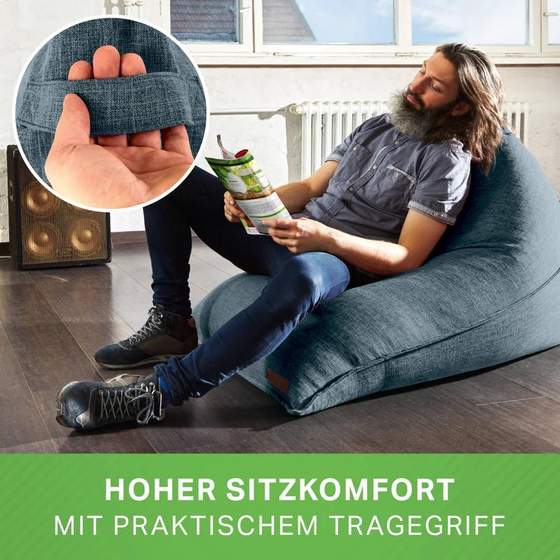 Triangel Sitzsack in Leinen-Optik